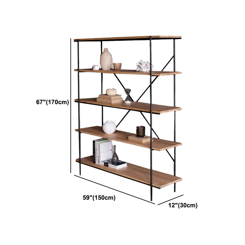 5-Shelf Industrial Open Etagere Bookshelf with Iron Frame Pine Wood Shelf Clearhalo 'Bookcases' 'furn' 'furn_bookcases' 'Furniture' 'furniture_bookcases' 'kitchen' 'kitchen_bookcases' 'Living Room Furniture' 'Office Furniture' 4727120