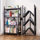 Contemporary Folding Steel Etagere Bookshelf with Caster Wheels 28.3"L x 14.6"W x 47.6"H Black Clearhalo 'Bookcases' 'furn' 'furn_bookcases' 'Furniture' 'furniture_bookcases' 'kitchen' 'kitchen_bookcases' 'Living Room Furniture' 'Office Furniture' 4727127