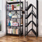 Contemporary Folding Steel Etagere Bookshelf with Caster Wheels 28.3"L x 14.6"W x 63.8"H Black Clearhalo 'Bookcases' 'furn' 'furn_bookcases' 'Furniture' 'furniture_bookcases' 'kitchen' 'kitchen_bookcases' 'Living Room Furniture' 'Office Furniture' 4727128