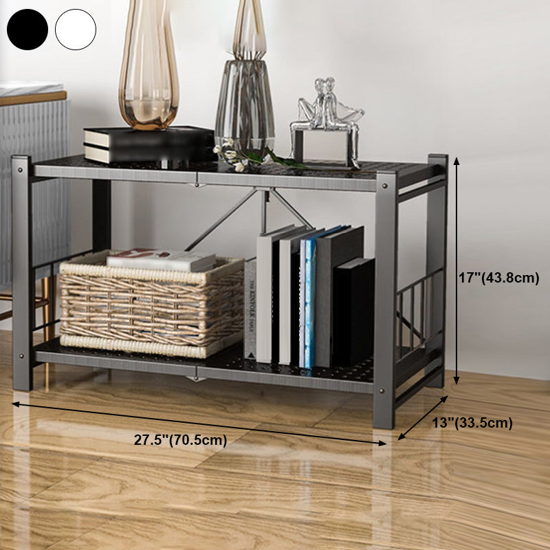 Contemporary Folding Steel Etagere Bookshelf with Caster Wheels Clearhalo 'Bookcases' 'furn' 'furn_bookcases' 'Furniture' 'furniture_bookcases' 'kitchen' 'kitchen_bookcases' 'Living Room Furniture' 'Office Furniture' 4727132