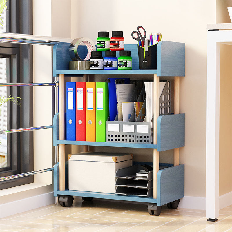 3-Shelf Manufactured Wood Etagere Bookshelf with Caster Wheels Clearhalo 'Bookcases' 'furn' 'furn_bookcases' 'Furniture' 'furniture_bookcases' 'kitchen' 'kitchen_bookcases' 'Living Room Furniture' 'Office Furniture' 4727142