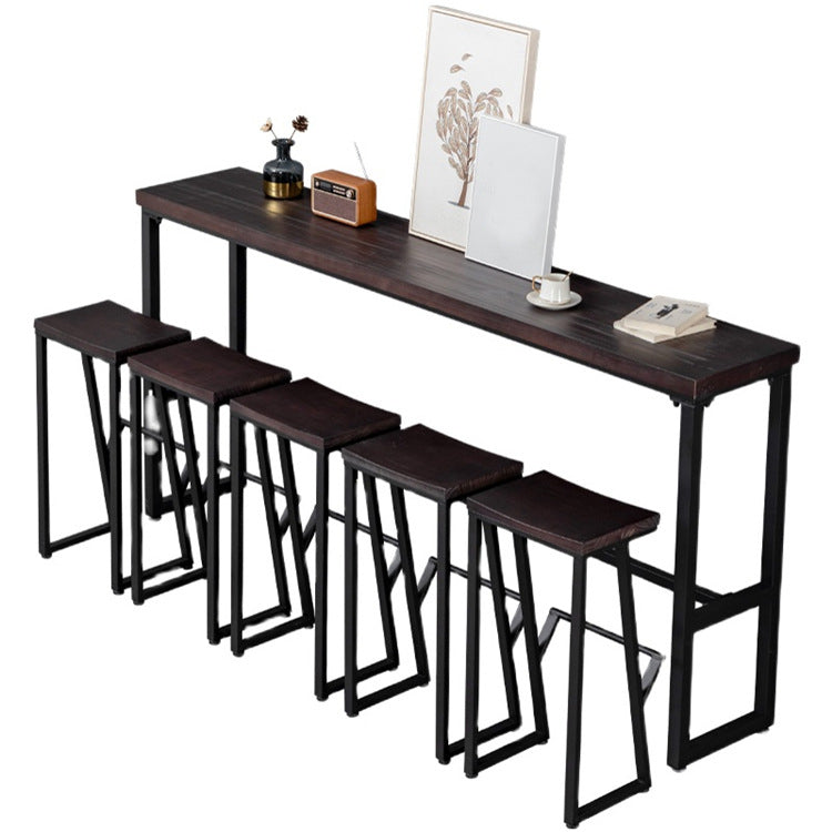 Brown Modern Style Bar Table Solid Wood and Iron Balcony Casual Bar Table Without Chairs Clearhalo 'Bar Furniture' 'Bar Tables' 'bar_tables' 'furn' 'furn_bar_tables' 'Furniture' 'furniture_bar_tables' 'Kitchen & Dining Furniture' 4729474