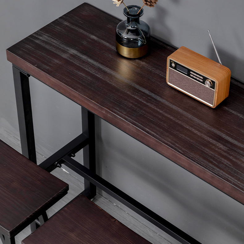 Brown Modern Style Bar Table Solid Wood and Iron Balcony Casual Bar Table Clearhalo 'Bar Furniture' 'Bar Tables' 'bar_tables' 'furn' 'furn_bar_tables' 'Furniture' 'furniture_bar_tables' 'Kitchen & Dining Furniture' 4729476