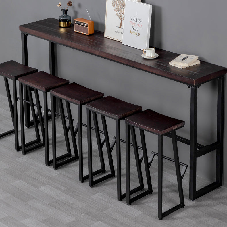 Brown Modern Style Bar Table Solid Wood and Iron Balcony Casual Bar Table Clearhalo 'Bar Furniture' 'Bar Tables' 'bar_tables' 'furn' 'furn_bar_tables' 'Furniture' 'furniture_bar_tables' 'Kitchen & Dining Furniture' 4729479