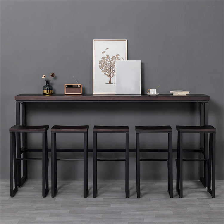 Brown Modern Style Bar Table Solid Wood and Iron Balcony Casual Bar Table Clearhalo 'Bar Furniture' 'Bar Tables' 'bar_tables' 'furn' 'furn_bar_tables' 'Furniture' 'furniture_bar_tables' 'Kitchen & Dining Furniture' 4729481