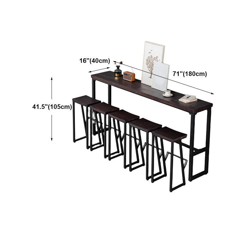 Brown Modern Style Bar Table Solid Wood and Iron Balcony Casual Bar Table Clearhalo 'Bar Furniture' 'Bar Tables' 'bar_tables' 'furn' 'furn_bar_tables' 'Furniture' 'furniture_bar_tables' 'Kitchen & Dining Furniture' 4729486