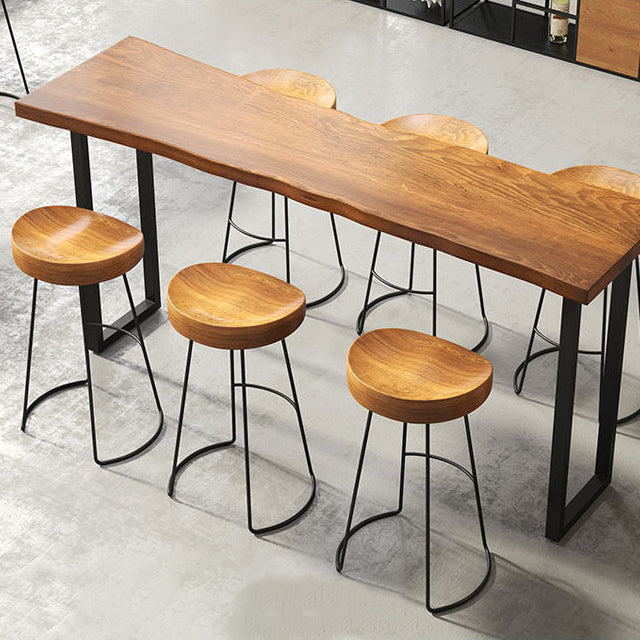Brown Modern Style Bar Table in Solid Wood and Iron Coffee Shop Bar Table Clearhalo 'Bar Furniture' 'Bar Tables' 'bar_tables' 'furn' 'furn_bar_tables' 'Furniture' 'furniture_bar_tables' 'Kitchen & Dining Furniture' 4729504