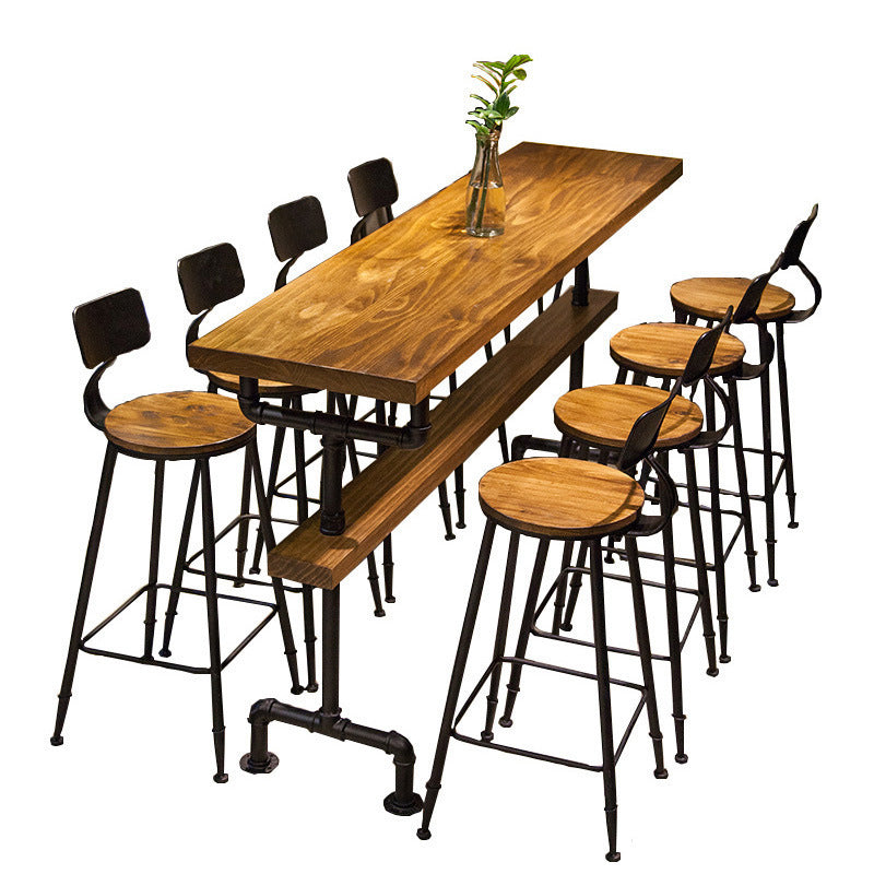 Industrial Style Brown Bar Table Solid Wood Milk Tea Shop Casual Bar Table Without Chairs Clearhalo 'Bar Furniture' 'Bar Tables' 'bar_tables' 'furn' 'furn_bar_tables' 'Furniture' 'furniture_bar_tables' 'Kitchen & Dining Furniture' 4729519