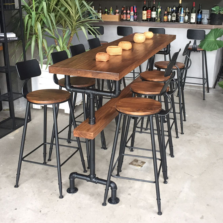 Industrial Style Brown Bar Table Solid Wood Milk Tea Shop Casual Bar Table Clearhalo 'Bar Furniture' 'Bar Tables' 'bar_tables' 'furn' 'furn_bar_tables' 'Furniture' 'furniture_bar_tables' 'Kitchen & Dining Furniture' 4729520