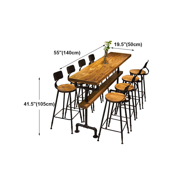 Industrial Style Brown Bar Table Solid Wood Milk Tea Shop Casual Bar Table Clearhalo 'Bar Furniture' 'Bar Tables' 'bar_tables' 'furn' 'furn_bar_tables' 'Furniture' 'furniture_bar_tables' 'Kitchen & Dining Furniture' 4729523