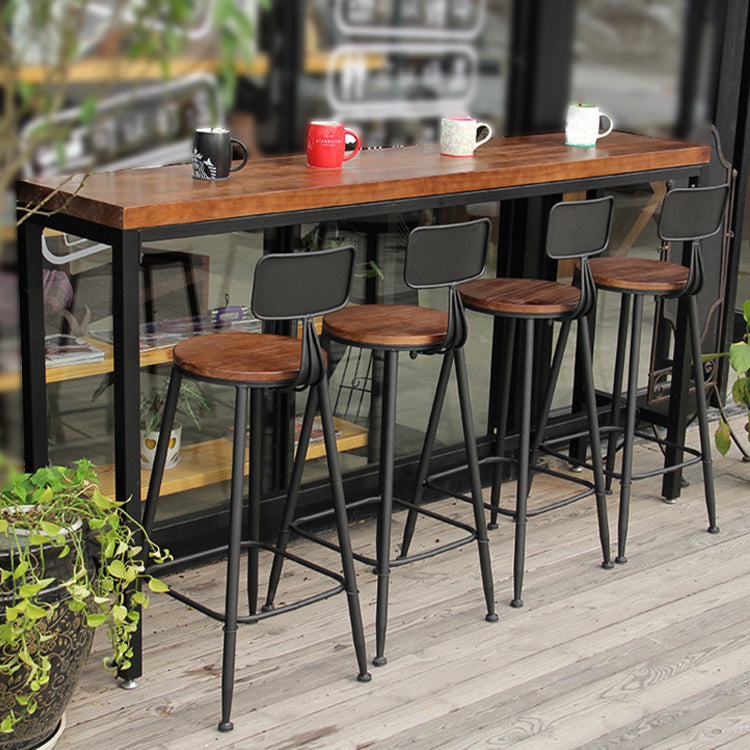 Dark Brown Modern Style Bar Table in Solid Wood and Metal Balcony Bar Table Without Chairs Clearhalo 'Bar Furniture' 'Bar Tables' 'bar_tables' 'furn' 'furn_bar_tables' 'Furniture' 'furniture_bar_tables' 'Kitchen & Dining Furniture' 4729527
