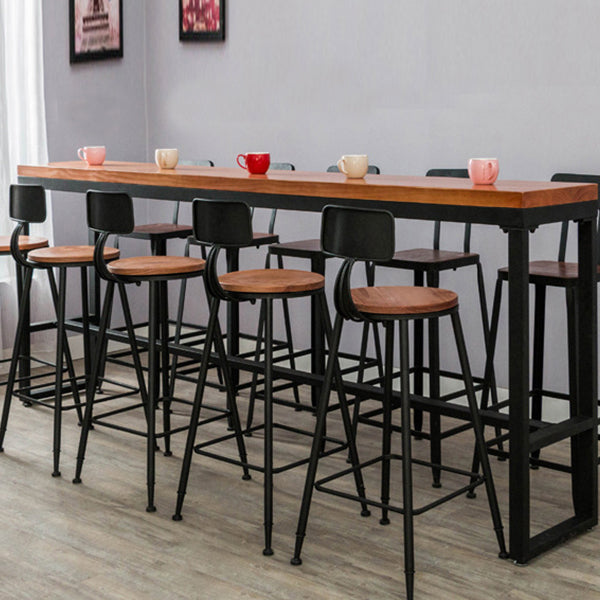 Dark Brown Modern Style Bar Table in Solid Wood and Metal Balcony Bar Table Clearhalo 'Bar Furniture' 'Bar Tables' 'bar_tables' 'furn' 'furn_bar_tables' 'Furniture' 'furniture_bar_tables' 'Kitchen & Dining Furniture' 4729535