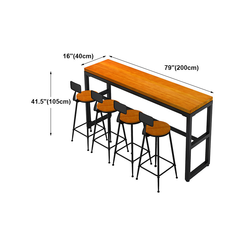Dark Brown Modern Style Bar Table in Solid Wood and Metal Balcony Bar Table Clearhalo 'Bar Furniture' 'Bar Tables' 'bar_tables' 'furn' 'furn_bar_tables' 'Furniture' 'furniture_bar_tables' 'Kitchen & Dining Furniture' 4729540