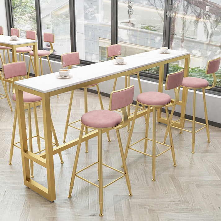White Glam Style Bar Table in Faux Marble and Metal Rectangle Milk Tea Shop Bar Table Clearhalo 'Bar Furniture' 'Bar Tables' 'bar_tables' 'Furniture' 'furniture_bar_tables' 'Kitchen & Dining Furniture' 4729553
