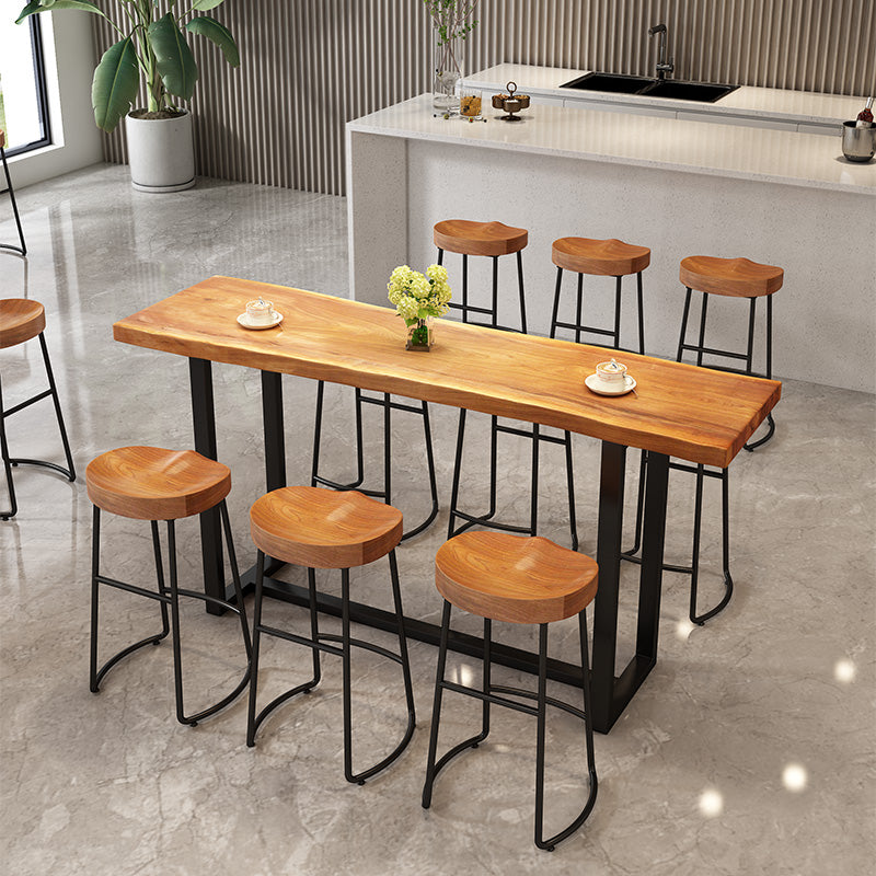 Brown Modern Style Specialty Bar Table Solid Wood and Iron Coffee Shop Bar Table 47.2"L x 17.7"W x 41.3"H Without Chairs Clearhalo 'Bar Furniture' 'Bar Tables' 'bar_tables' 'furn' 'furn_bar_tables' 'Furniture' 'furniture_bar_tables' 'Kitchen & Dining Furniture' 4729581