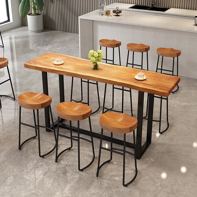 Brown Modern Style Specialty Bar Table Solid Wood and Iron Coffee Shop Bar Table Clearhalo 'Bar Furniture' 'Bar Tables' 'bar_tables' 'furn' 'furn_bar_tables' 'Furniture' 'furniture_bar_tables' 'Kitchen & Dining Furniture' 4729588