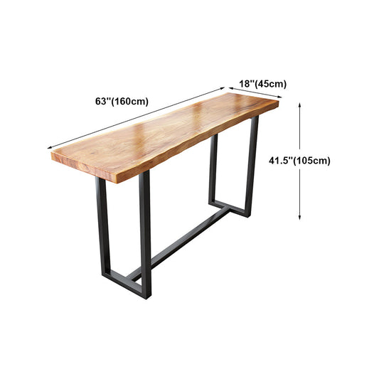 Brown Modern Style Specialty Bar Table Solid Wood and Iron Coffee Shop Bar Table Clearhalo 'Bar Furniture' 'Bar Tables' 'bar_tables' 'furn' 'furn_bar_tables' 'Furniture' 'furniture_bar_tables' 'Kitchen & Dining Furniture' 4729597