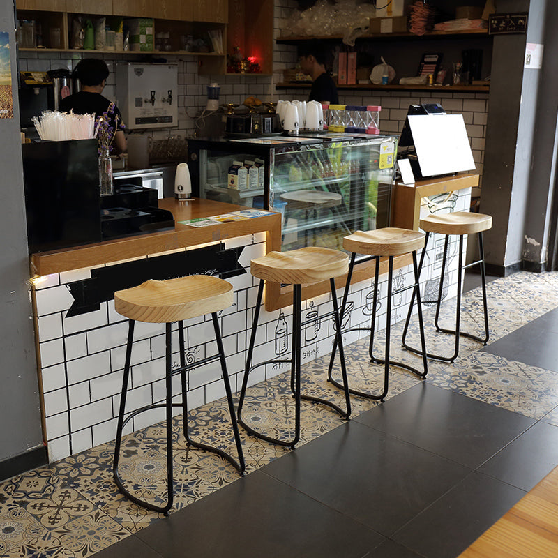 Modern Style Metal Bar Stool with Footrest Milk Tea Shop Bar Stool 30- Inches Clearhalo 'Bar Furniture' 'Bar Stools' 'bar_stools' 'furn' 'furn_bar_stools' 'Furniture' 'furniture_bar_stools' 'Kitchen & Dining Furniture' 4729716