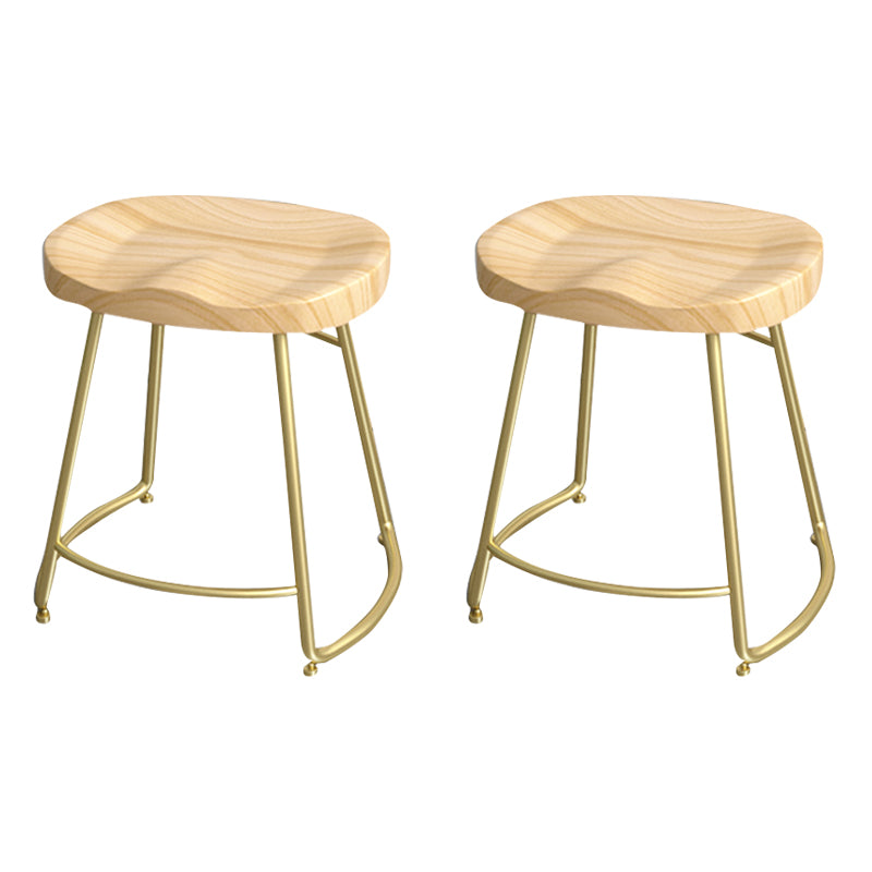 Modern Style Metal Bar Stool with Footrest Milk Tea Shop Bar Stool 30- Inches Gold 2 Piece Set Short Stool(18"H) Clearhalo 'Bar Furniture' 'Bar Stools' 'bar_stools' 'furn' 'furn_bar_stools' 'Furniture' 'furniture_bar_stools' 'Kitchen & Dining Furniture' 4729722