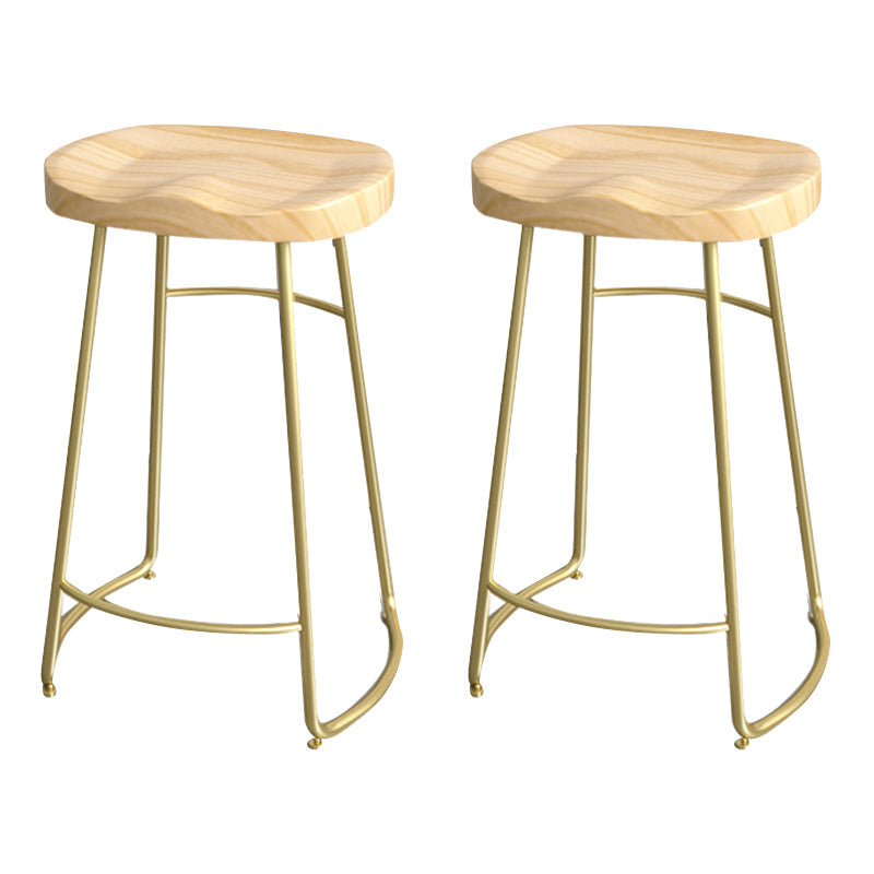 Modern Style Metal Bar Stool with Footrest Milk Tea Shop Bar Stool 30- Inches Gold 2 Piece Set Counter Stool(26"H) Clearhalo 'Bar Furniture' 'Bar Stools' 'bar_stools' 'furn' 'furn_bar_stools' 'Furniture' 'furniture_bar_stools' 'Kitchen & Dining Furniture' 4729724