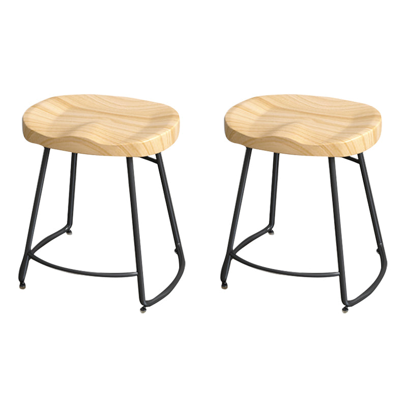 Modern Style Metal Bar Stool with Footrest Milk Tea Shop Bar Stool 30- Inches Black 2 Piece Set Short Stool(18"H) Clearhalo 'Bar Furniture' 'Bar Stools' 'bar_stools' 'furn' 'furn_bar_stools' 'Furniture' 'furniture_bar_stools' 'Kitchen & Dining Furniture' 4729726