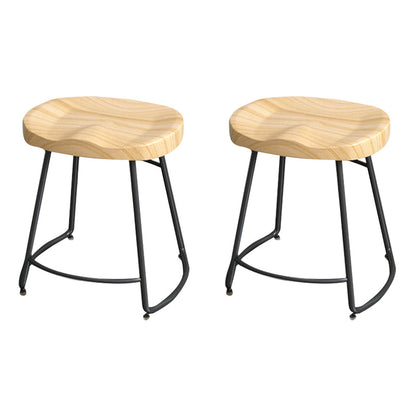 Modern Style Metal Bar Stool with Footrest Milk Tea Shop Bar Stool 30- Inches Black 2 Piece Set Short Stool(18"H) Clearhalo 'Bar Furniture' 'Bar Stools' 'bar_stools' 'furn' 'furn_bar_stools' 'Furniture' 'furniture_bar_stools' 'Kitchen & Dining Furniture' 4729726