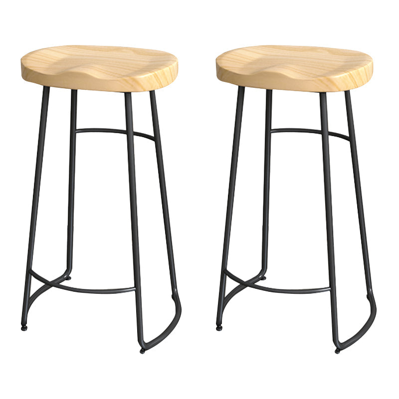 Modern Style Metal Bar Stool with Footrest Milk Tea Shop Bar Stool 30- Inches Black 2 Piece Set Bar Stool(30"H) Clearhalo 'Bar Furniture' 'Bar Stools' 'bar_stools' 'furn' 'furn_bar_stools' 'Furniture' 'furniture_bar_stools' 'Kitchen & Dining Furniture' 4729728