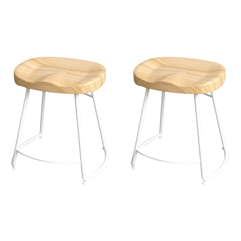 Modern Style Metal Bar Stool with Footrest Milk Tea Shop Bar Stool 30- Inches White 2 Piece Set Short Stool(18"H) Clearhalo 'Bar Furniture' 'Bar Stools' 'bar_stools' 'furn' 'furn_bar_stools' 'Furniture' 'furniture_bar_stools' 'Kitchen & Dining Furniture' 4729729