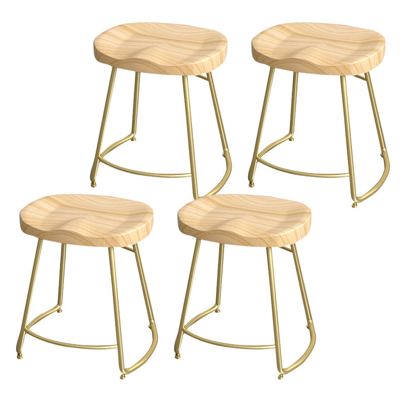 Modern Style Metal Bar Stool with Footrest Milk Tea Shop Bar Stool 30- Inches Gold 4 Piece Set Short Stool(18"H) Clearhalo 'Bar Furniture' 'Bar Stools' 'bar_stools' 'furn' 'furn_bar_stools' 'Furniture' 'furniture_bar_stools' 'Kitchen & Dining Furniture' 4729732