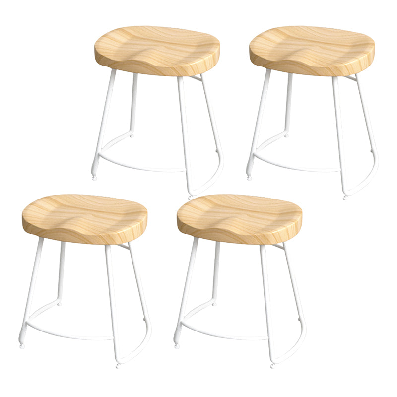 Modern Style Metal Bar Stool with Footrest Milk Tea Shop Bar Stool 30- Inches White 4 Piece Set Short Stool(18"H) Clearhalo 'Bar Furniture' 'Bar Stools' 'bar_stools' 'furn' 'furn_bar_stools' 'Furniture' 'furniture_bar_stools' 'Kitchen & Dining Furniture' 4729734