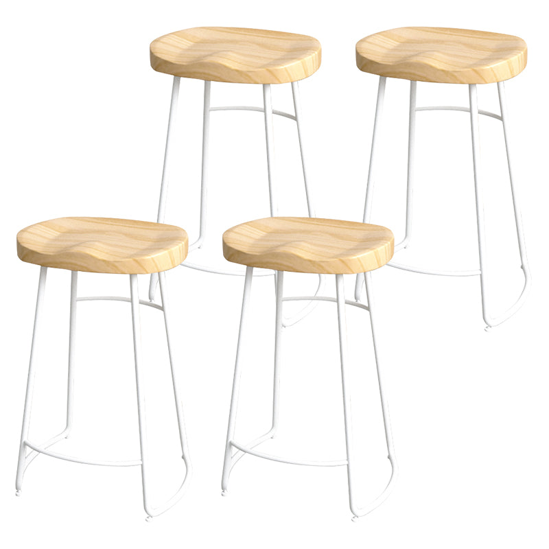 Modern Style Metal Bar Stool with Footrest Milk Tea Shop Bar Stool 30- Inches White 4 Piece Set Counter Stool(26"H) Clearhalo 'Bar Furniture' 'Bar Stools' 'bar_stools' 'furn' 'furn_bar_stools' 'Furniture' 'furniture_bar_stools' 'Kitchen & Dining Furniture' 4729735