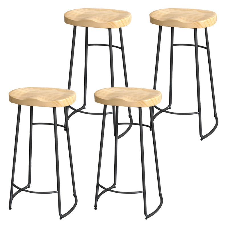 Modern Style Metal Bar Stool with Footrest Milk Tea Shop Bar Stool 30- Inches Black 4 Piece Set Counter Stool(26"H) Clearhalo 'Bar Furniture' 'Bar Stools' 'bar_stools' 'furn' 'furn_bar_stools' 'Furniture' 'furniture_bar_stools' 'Kitchen & Dining Furniture' 4729738