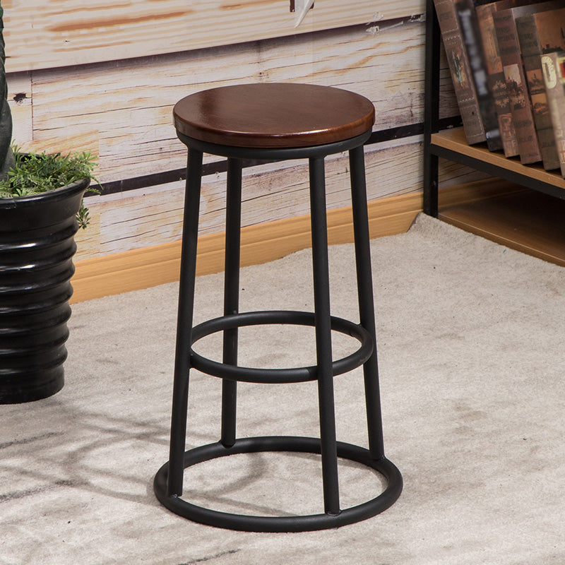 Modern Style Iron Bar Stool With Footrest Game Hall Bar Stool 30-inches Walnut 1 Piece Clearhalo 'Bar Furniture' 'Bar Stools' 'bar_stools' 'furn' 'furn_bar_stools' 'Furniture' 'furniture_bar_stools' 'Kitchen & Dining Furniture' 4729744
