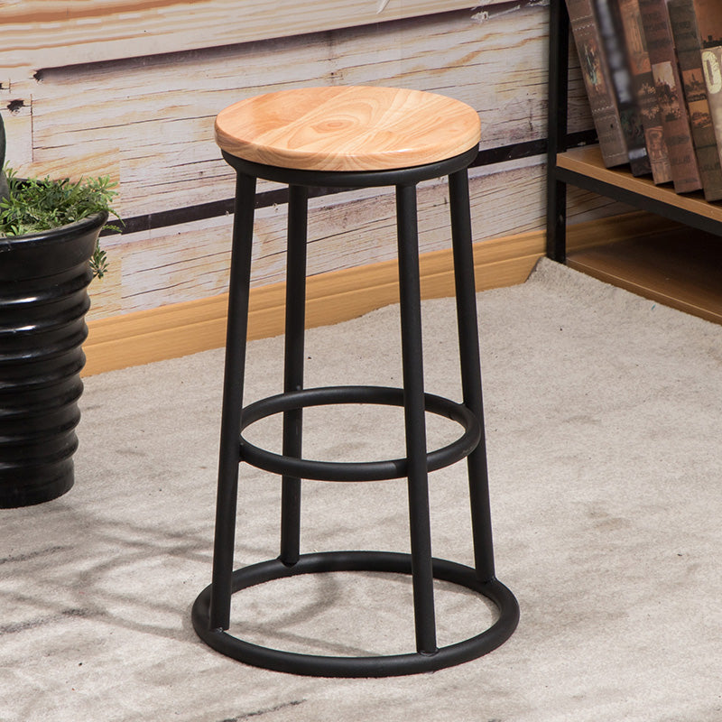 Modern Style Iron Bar Stool With Footrest Game Hall Bar Stool 30-inches Wood 1 Piece Clearhalo 'Bar Furniture' 'Bar Stools' 'bar_stools' 'furn' 'furn_bar_stools' 'Furniture' 'furniture_bar_stools' 'Kitchen & Dining Furniture' 4729750