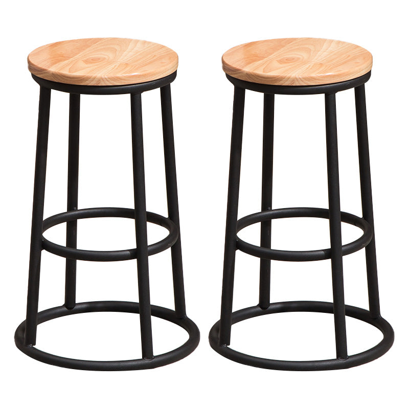 Modern Style Iron Bar Stool With Footrest Game Hall Bar Stool 30-inches Wood 2 Piece Set Clearhalo 'Bar Furniture' 'Bar Stools' 'bar_stools' 'furn' 'furn_bar_stools' 'Furniture' 'furniture_bar_stools' 'Kitchen & Dining Furniture' 4729751
