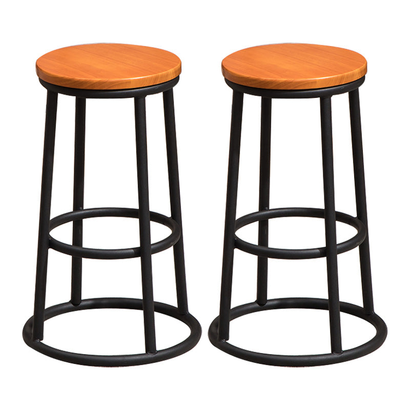 Modern Style Iron Bar Stool With Footrest Game Hall Bar Stool 30-inches Brown 2 Piece Set Clearhalo 'Bar Furniture' 'Bar Stools' 'bar_stools' 'furn' 'furn_bar_stools' 'Furniture' 'furniture_bar_stools' 'Kitchen & Dining Furniture' 4729757
