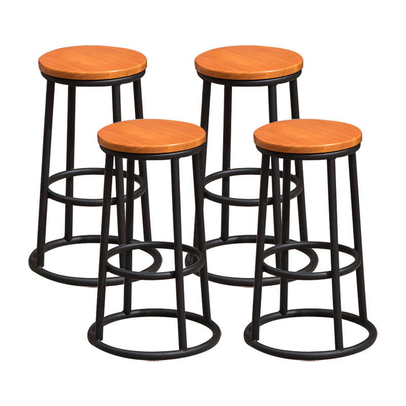 Modern Style Iron Bar Stool With Footrest Game Hall Bar Stool 30-inches Brown 4 Piece Set Clearhalo 'Bar Furniture' 'Bar Stools' 'bar_stools' 'furn' 'furn_bar_stools' 'Furniture' 'furniture_bar_stools' 'Kitchen & Dining Furniture' 4729759