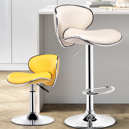 Modern Rotatable Backrest Counter Stool Steel Cashier Bar Stool with Leather Cushion Clearhalo 'Bar Furniture' 'Bar Stools' 'bar_stools' 'furn' 'furn_bar_stools' 'Furniture' 'furniture_bar_stools' 'Kitchen & Dining Furniture' 4729802