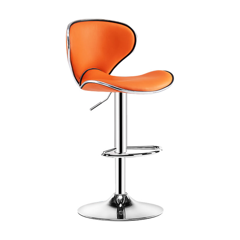 Modern Rotatable Backrest Counter Stool Steel Cashier Bar Stool with Leather Cushion Orange 1 Piece Clearhalo 'Bar Furniture' 'Bar Stools' 'bar_stools' 'furn' 'furn_bar_stools' 'Furniture' 'furniture_bar_stools' 'Kitchen & Dining Furniture' 4729803