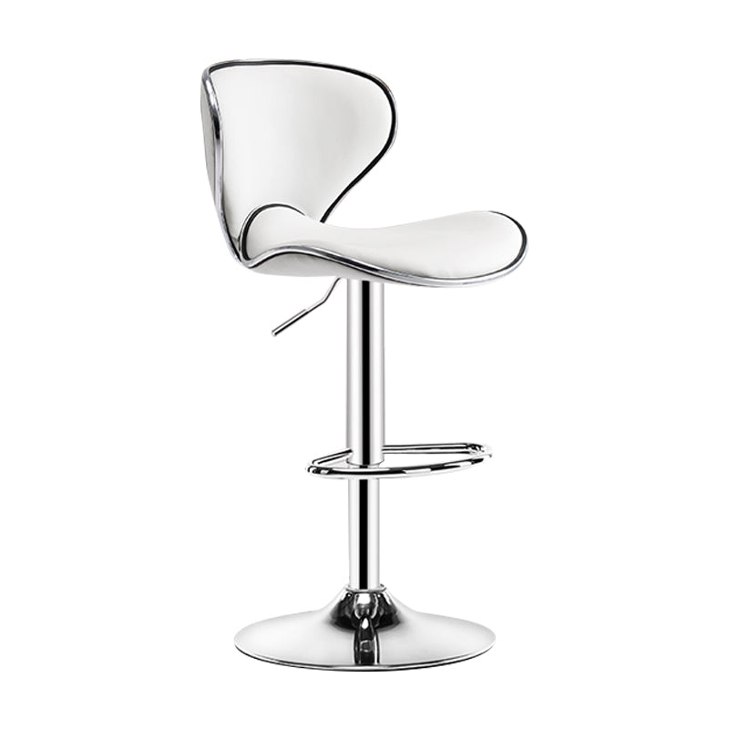Modern Rotatable Backrest Counter Stool Steel Cashier Bar Stool with Leather Cushion White 1 Piece Clearhalo 'Bar Furniture' 'Bar Stools' 'bar_stools' 'furn' 'furn_bar_stools' 'Furniture' 'furniture_bar_stools' 'Kitchen & Dining Furniture' 4729807