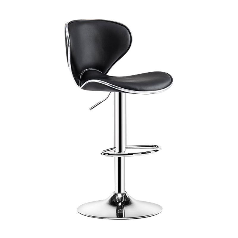 Modern Rotatable Backrest Counter Stool Steel Cashier Bar Stool with Leather Cushion Black 1 Piece Clearhalo 'Bar Furniture' 'Bar Stools' 'bar_stools' 'furn' 'furn_bar_stools' 'Furniture' 'furniture_bar_stools' 'Kitchen & Dining Furniture' 4729808