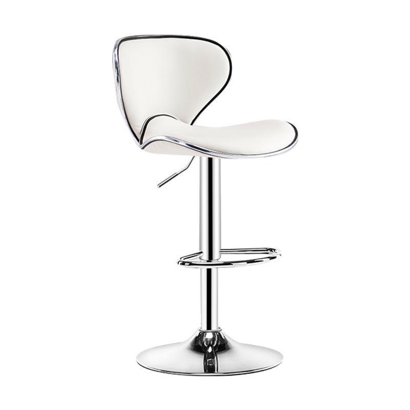 Modern Rotatable Backrest Counter Stool Steel Cashier Bar Stool with Leather Cushion Beige 1 Piece Clearhalo 'Bar Furniture' 'Bar Stools' 'bar_stools' 'furn' 'furn_bar_stools' 'Furniture' 'furniture_bar_stools' 'Kitchen & Dining Furniture' 4729810
