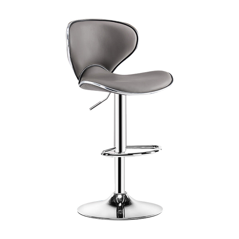 Modern Rotatable Backrest Counter Stool Steel Cashier Bar Stool with Leather Cushion Grey 1 Piece Clearhalo 'Bar Furniture' 'Bar Stools' 'bar_stools' 'furn' 'furn_bar_stools' 'Furniture' 'furniture_bar_stools' 'Kitchen & Dining Furniture' 4729812