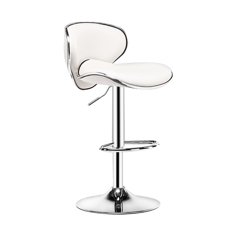 Modern Rotatable Backrest Counter Stool Steel Cashier Bar Stool with Leather Cushion Gloss White 1 Piece Clearhalo 'Bar Furniture' 'Bar Stools' 'bar_stools' 'furn' 'furn_bar_stools' 'Furniture' 'furniture_bar_stools' 'Kitchen & Dining Furniture' 4729814