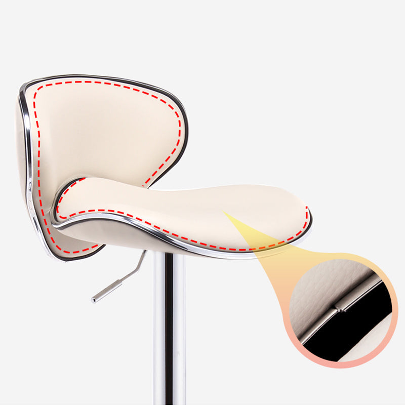 Modern Rotatable Backrest Counter Stool Steel Cashier Bar Stool with Leather Cushion Clearhalo 'Bar Furniture' 'Bar Stools' 'bar_stools' 'furn' 'furn_bar_stools' 'Furniture' 'furniture_bar_stools' 'Kitchen & Dining Furniture' 4729815