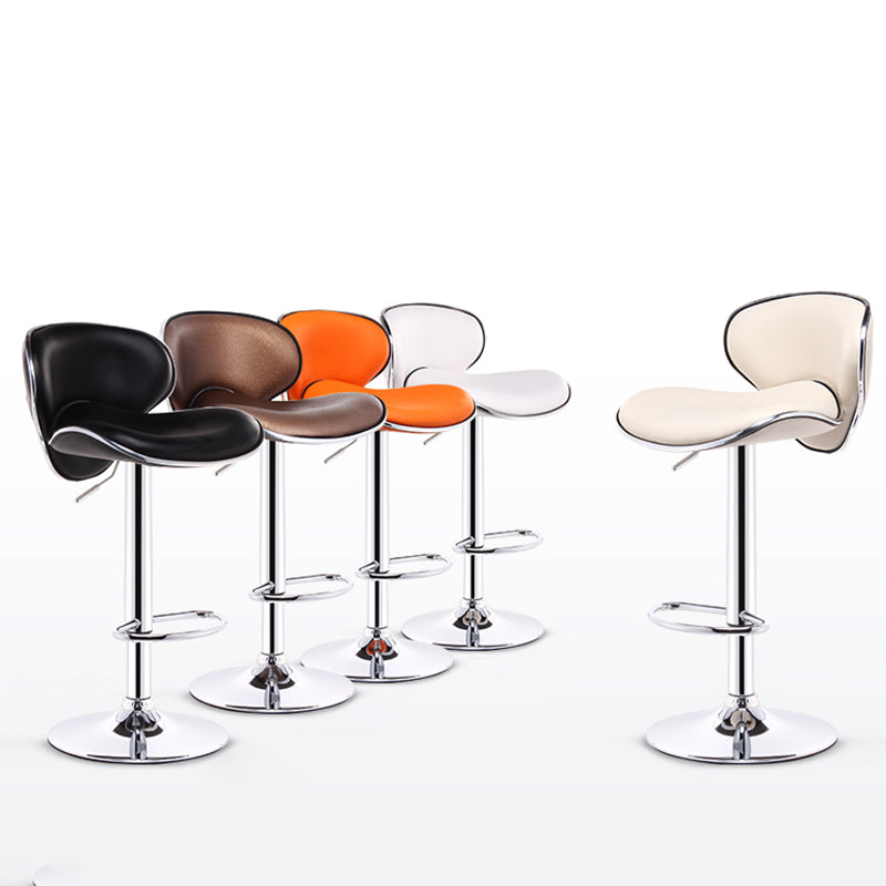 Modern Rotatable Backrest Counter Stool Steel Cashier Bar Stool with Leather Cushion Clearhalo 'Bar Furniture' 'Bar Stools' 'bar_stools' 'furn' 'furn_bar_stools' 'Furniture' 'furniture_bar_stools' 'Kitchen & Dining Furniture' 4729820