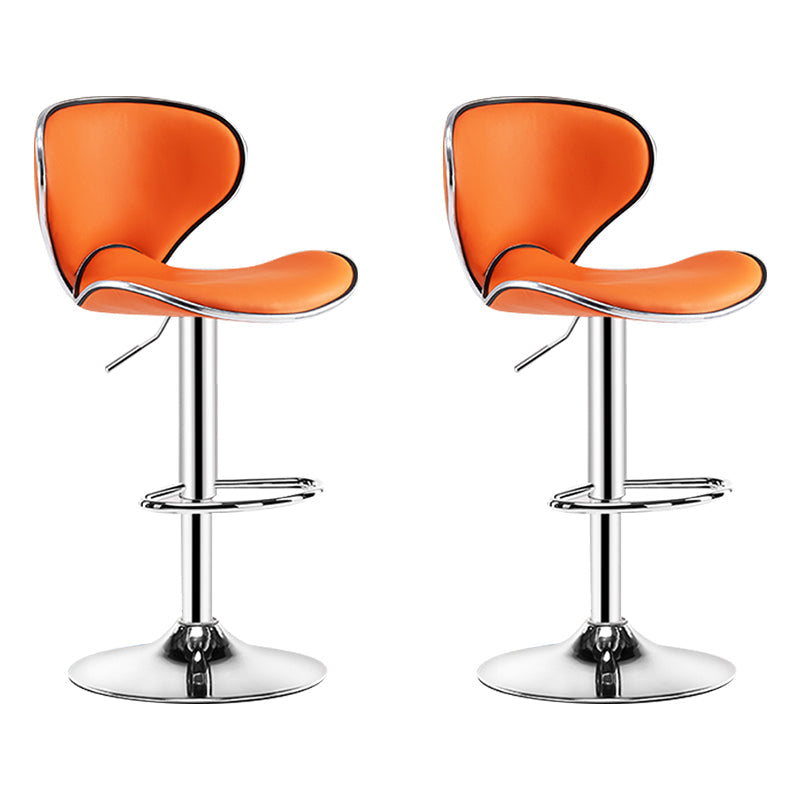 Modern Rotatable Backrest Counter Stool Steel Cashier Bar Stool with Leather Cushion Orange 2 Piece Set Clearhalo 'Bar Furniture' 'Bar Stools' 'bar_stools' 'furn' 'furn_bar_stools' 'Furniture' 'furniture_bar_stools' 'Kitchen & Dining Furniture' 4729821