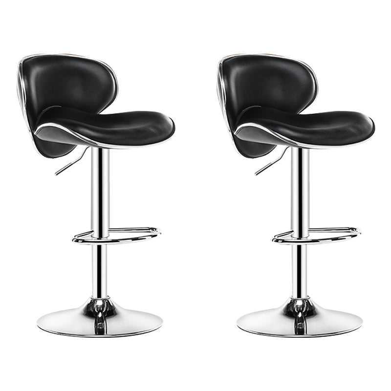 Modern Rotatable Backrest Counter Stool Steel Cashier Bar Stool with Leather Cushion Gloss Black 2 Piece Set Clearhalo 'Bar Furniture' 'Bar Stools' 'bar_stools' 'furn' 'furn_bar_stools' 'Furniture' 'furniture_bar_stools' 'Kitchen & Dining Furniture' 4729822