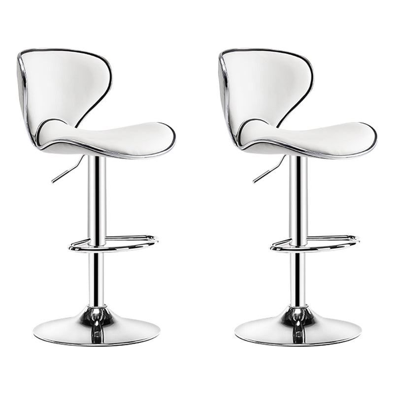 Modern Rotatable Backrest Counter Stool Steel Cashier Bar Stool with Leather Cushion White 2 Piece Set Clearhalo 'Bar Furniture' 'Bar Stools' 'bar_stools' 'furn' 'furn_bar_stools' 'Furniture' 'furniture_bar_stools' 'Kitchen & Dining Furniture' 4729823
