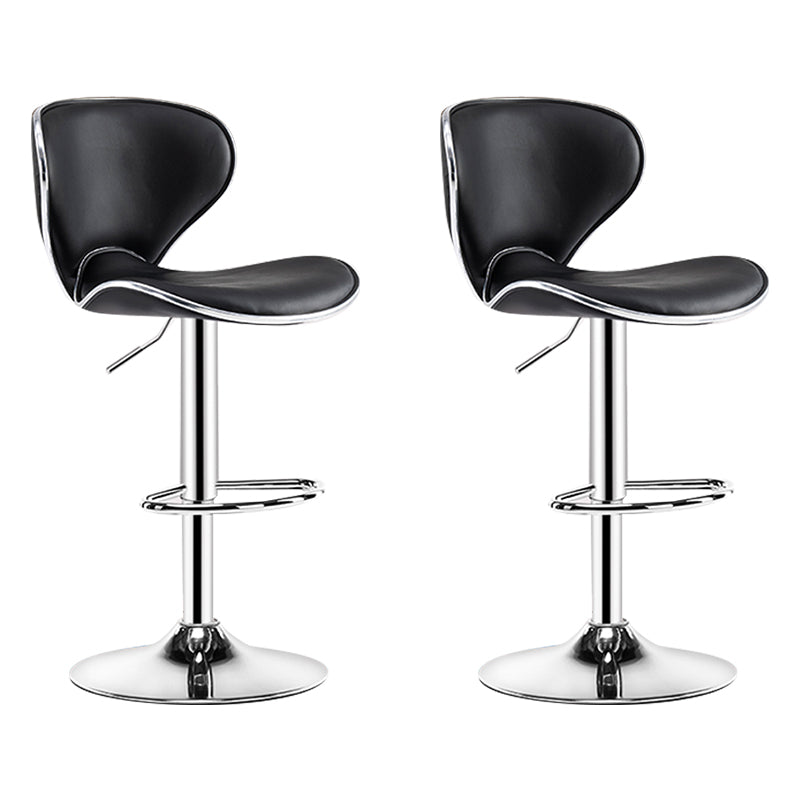 Modern Rotatable Backrest Counter Stool Steel Cashier Bar Stool with Leather Cushion Black 2 Piece Set Clearhalo 'Bar Furniture' 'Bar Stools' 'bar_stools' 'furn' 'furn_bar_stools' 'Furniture' 'furniture_bar_stools' 'Kitchen & Dining Furniture' 4729824